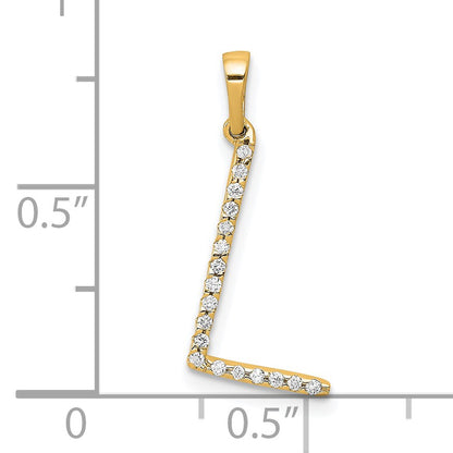 14K Diamond Letter L Initial Pendant