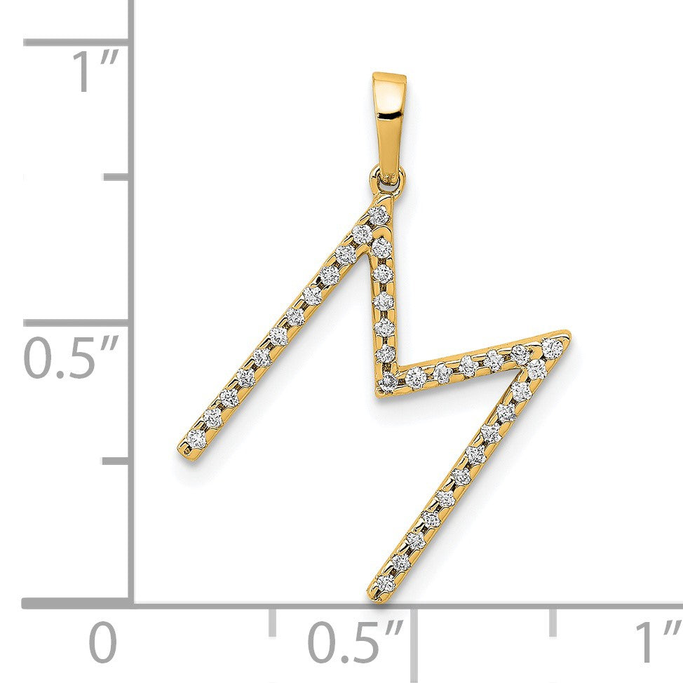 14K Diamond Letter M Initial Pendant
