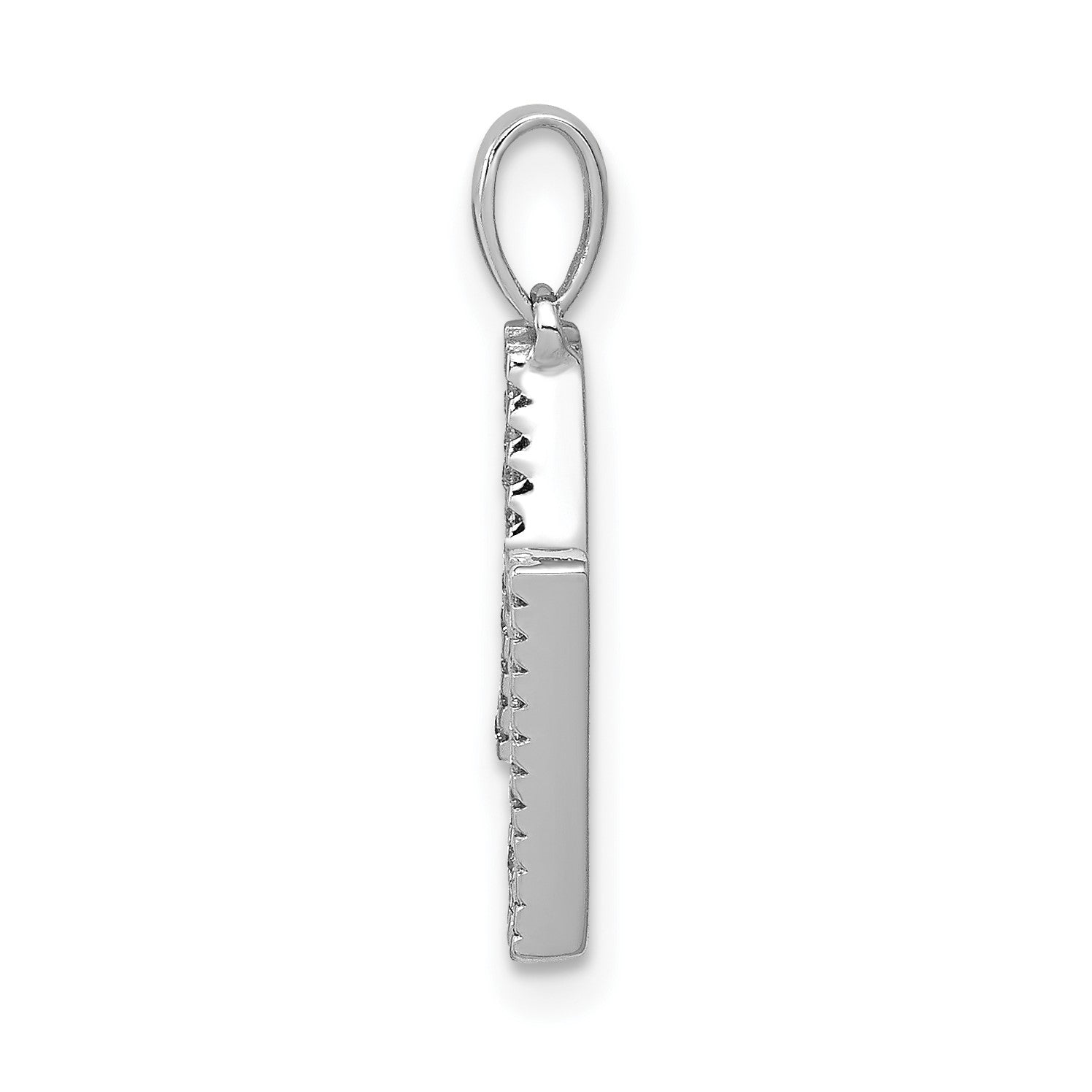 14K White Gold Diamond Letter N Initial Pendant