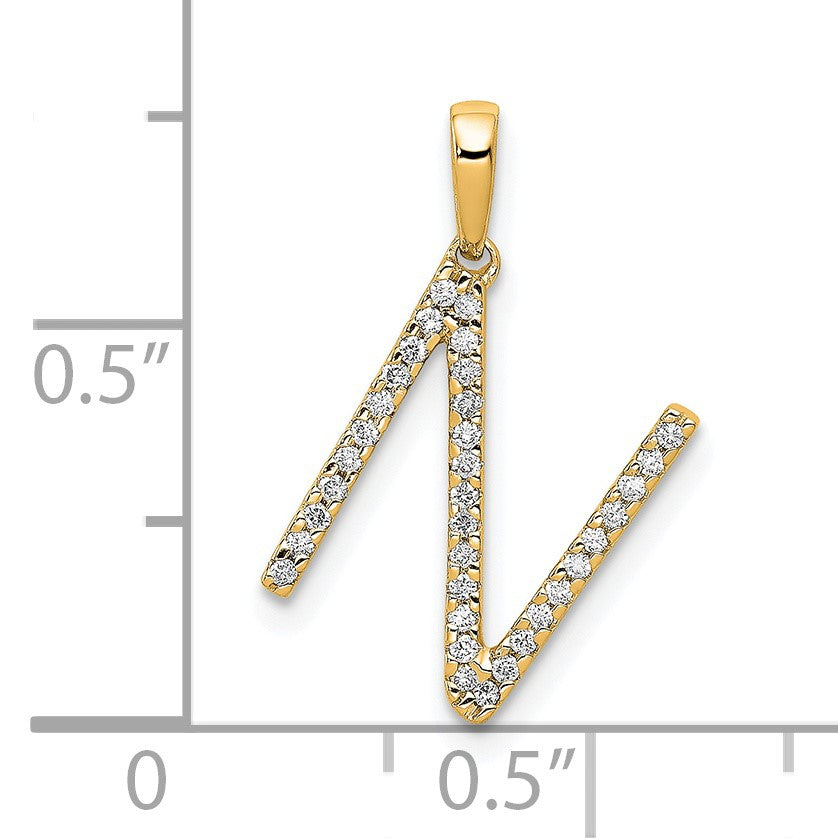 14K Diamond Letter N Initial Pendant