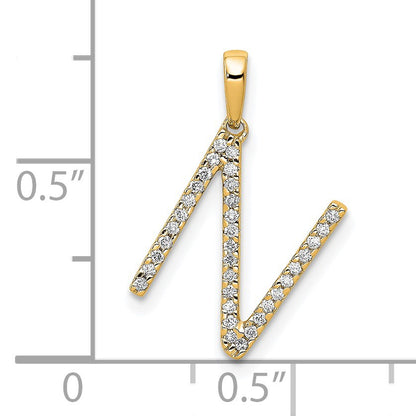 14K Diamond Letter N Initial Pendant