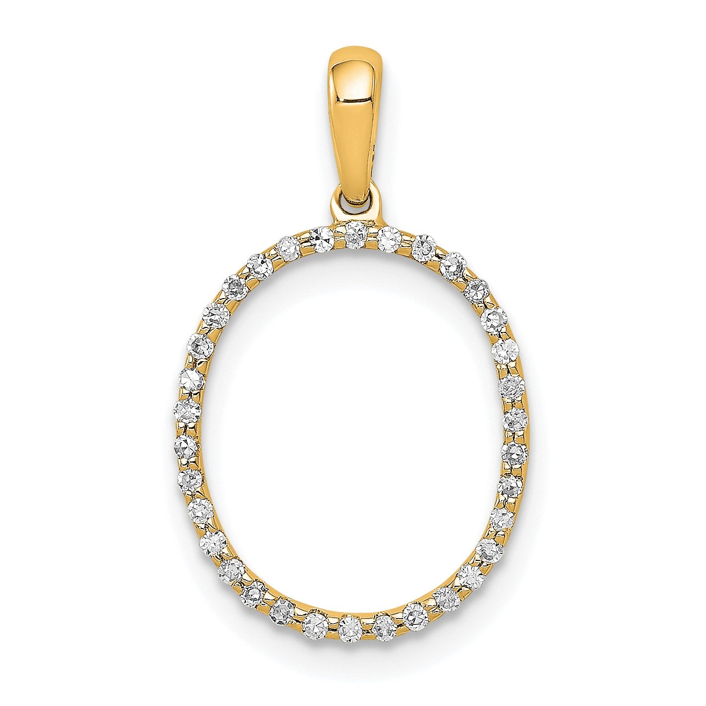 14K Diamond Letter O Initial Pendant