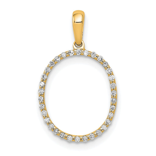 14K Diamond Letter O Initial Pendant