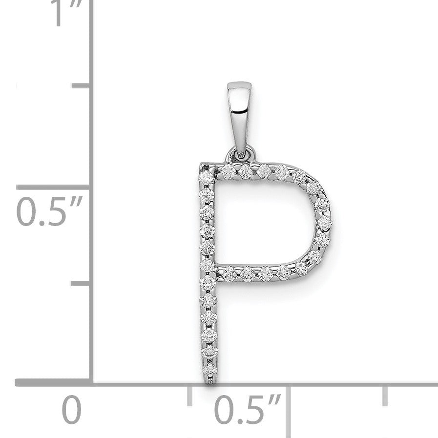 14K White Gold Diamond Letter P Initial Pendant