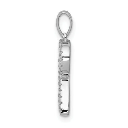 14K White Gold Diamond Letter R Initial Pendant