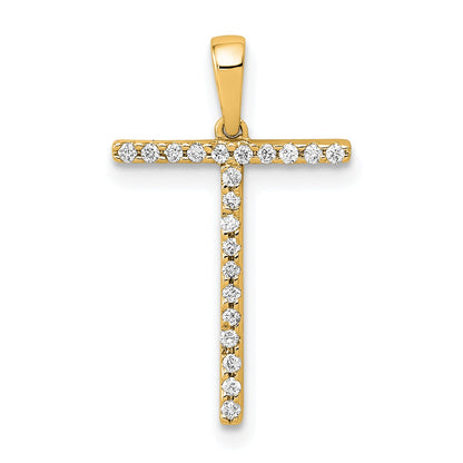 14K Diamond Letter T Initial Pendant