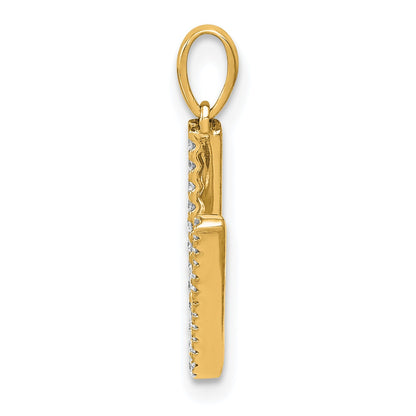 14K Diamond Letter V Initial Pendant
