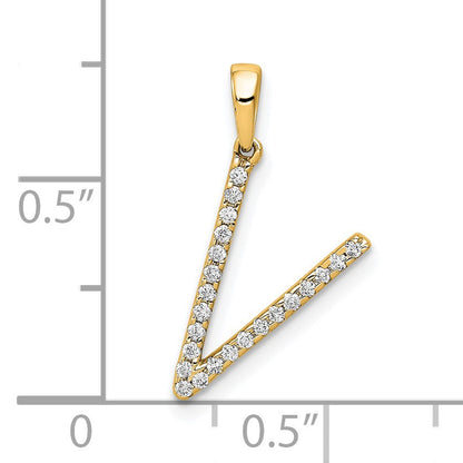 14K Diamond Letter V Initial Pendant