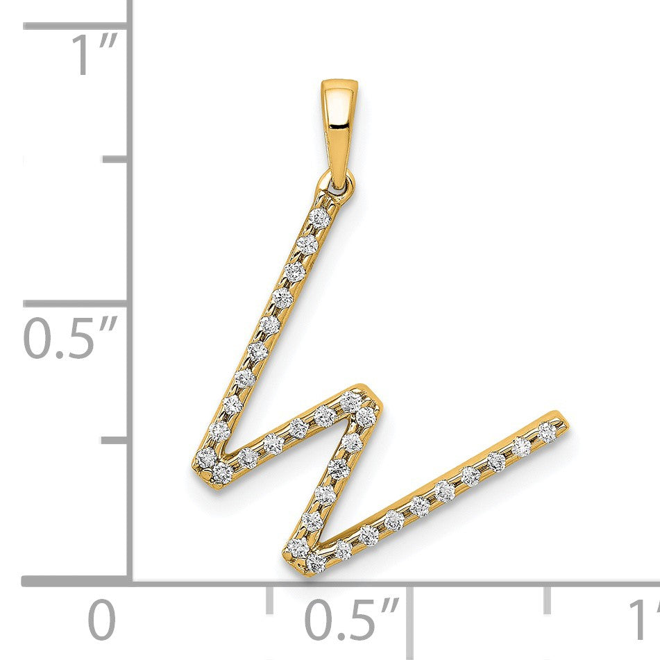 14K Diamond Letter W Initial Pendant