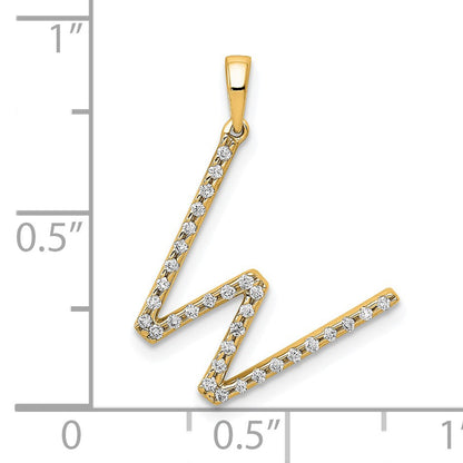 14K Diamond Letter W Initial Pendant
