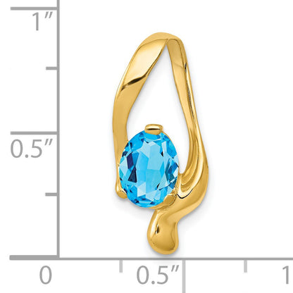 14k 8x6mm Oval Blue Topaz Slide Fits up to 6mm Regular/8mm Fancy or Reversible Omega