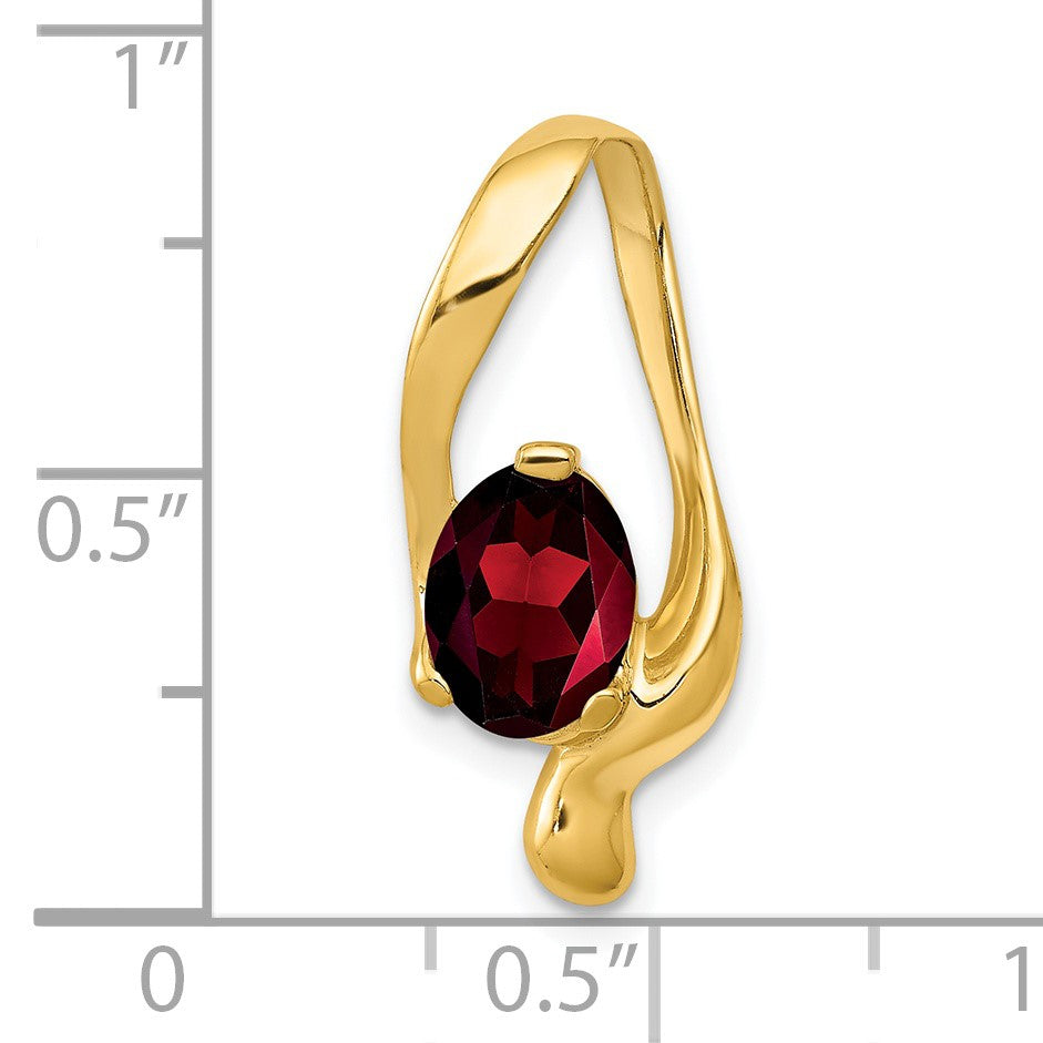 14k 8x6mm Oval Garnet Slide Fits up to 6mm Regular/8mm Fancy or Reversible Omega
