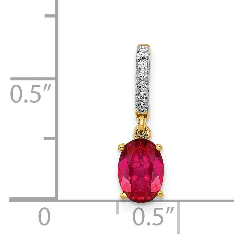 14k Diamond and .91 Oval Ruby Pendant