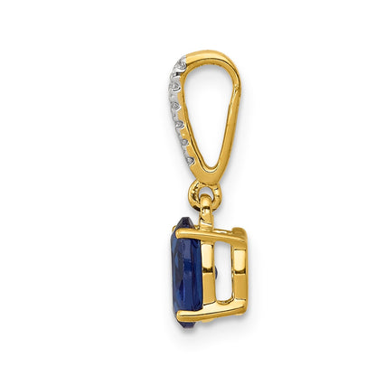 14k Diamond and 1.04 Oval Sapphire Pendant