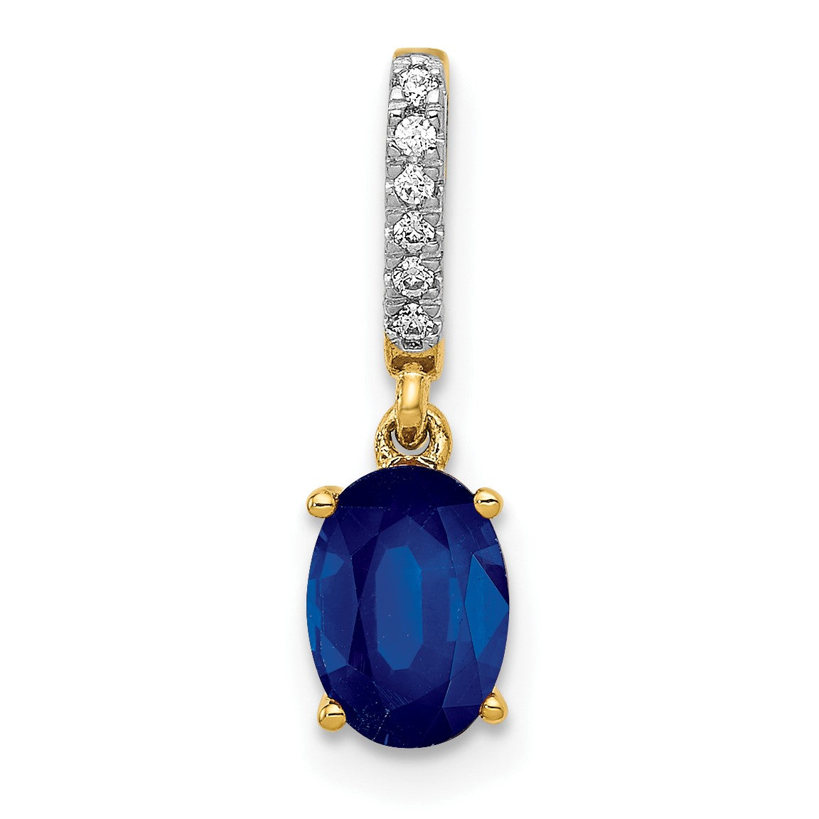 14k Diamond and 1.04 Oval Sapphire Pendant