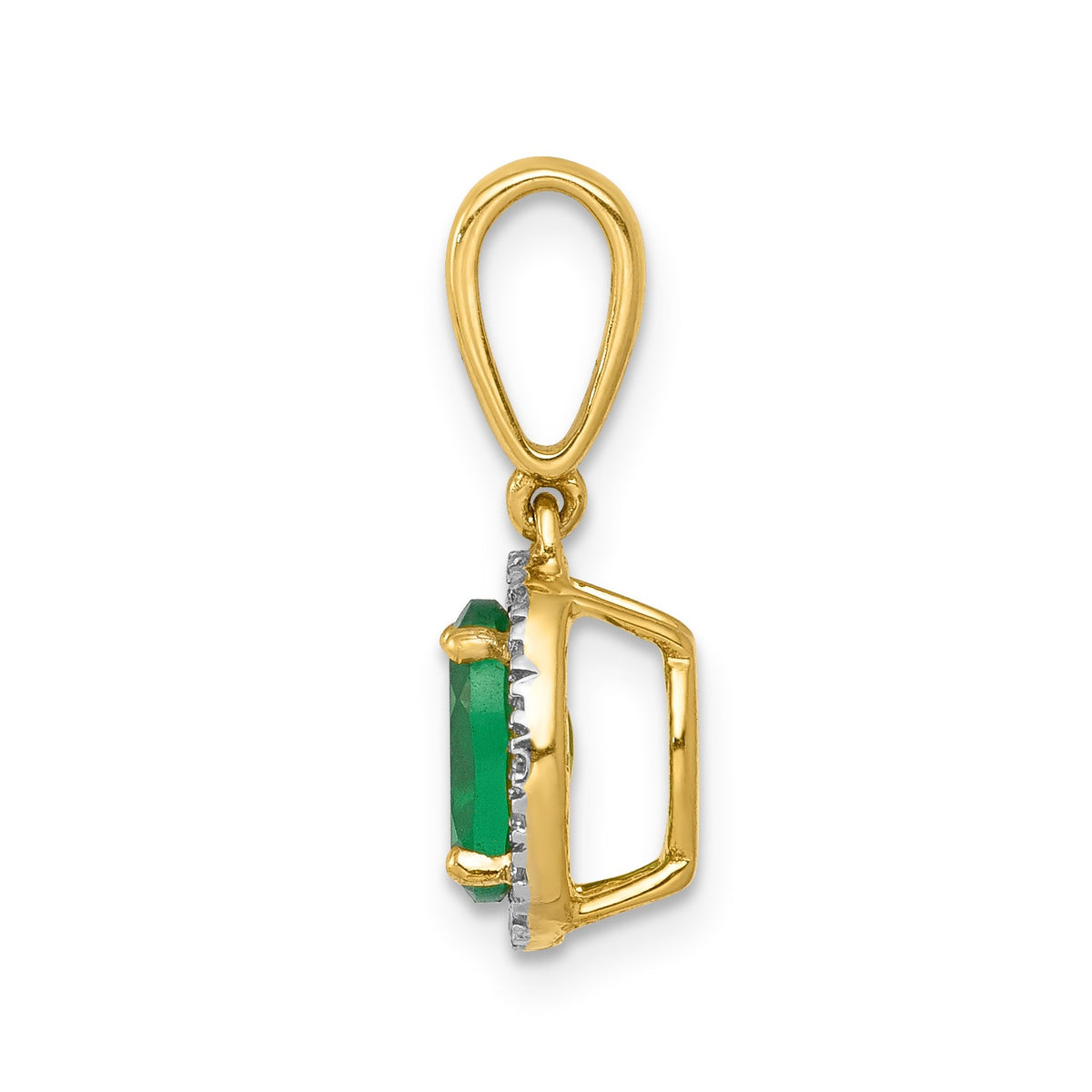 14k Diamond and Oval Emerald Halo Pendant