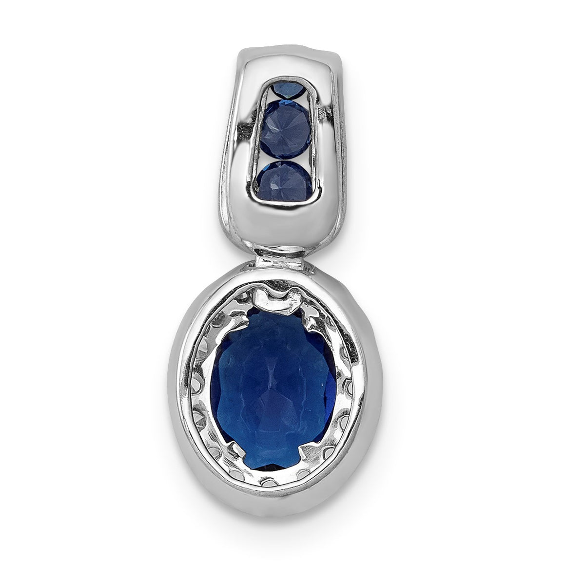 14k White Gold Diamond and 1.30 Oval Sapphire Halo Pendant