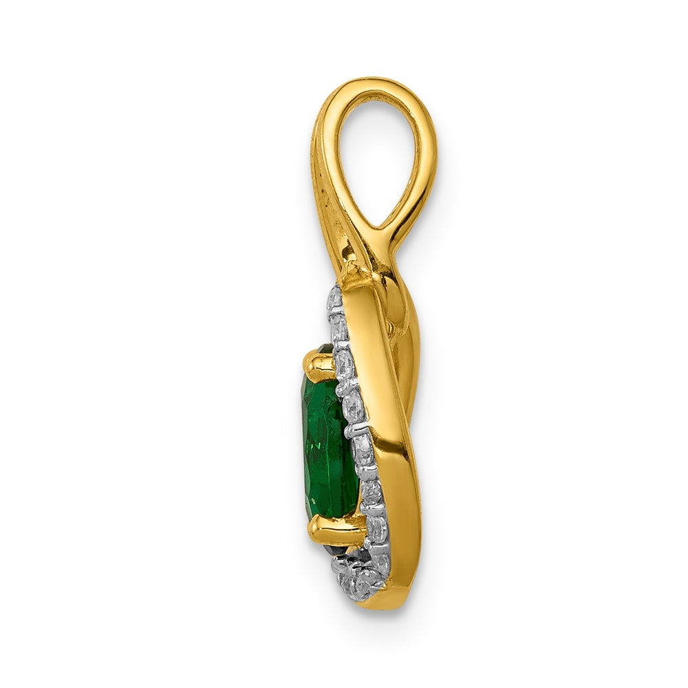 14k Diamond and Oval Emerald Pendant