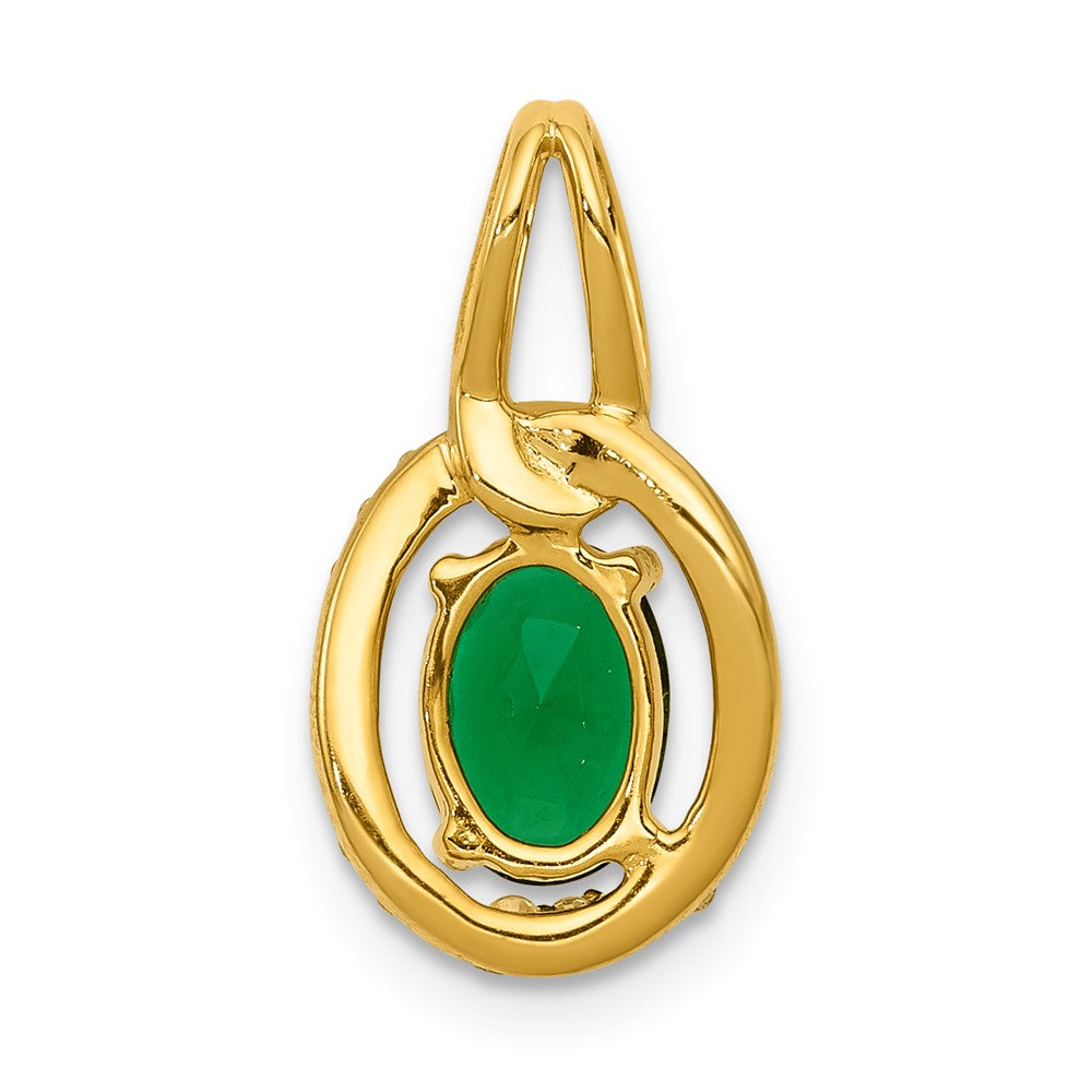 14k Diamond and Oval Emerald Pendant