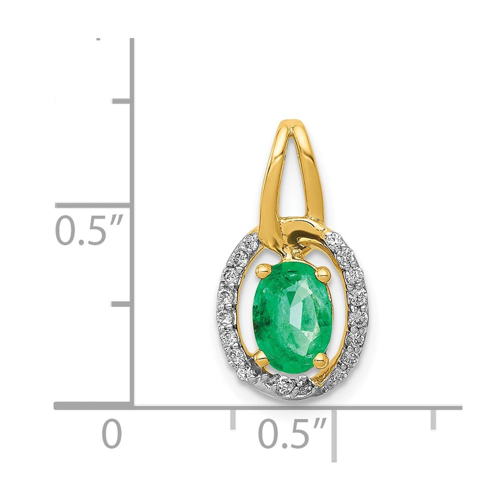 14k Diamond and Oval Emerald Pendant