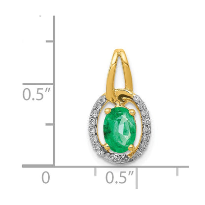 14k Diamond and Oval Emerald Pendant