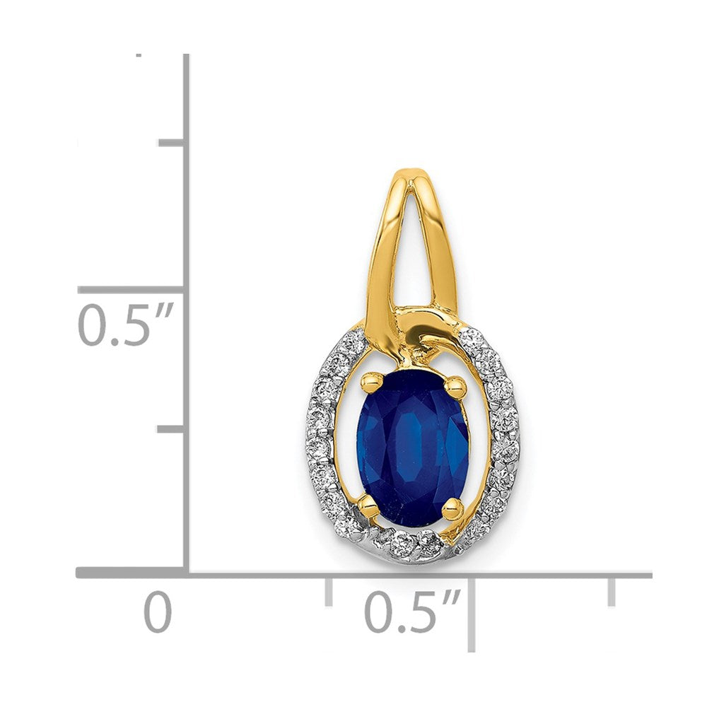 14k Diamond and .85 Sapphire Halo Pendant