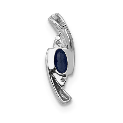 14k White Gold Diamond and .33 Oval Sapphire Chain Slide