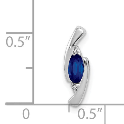 14k White Gold Diamond and .33 Oval Sapphire Chain Slide