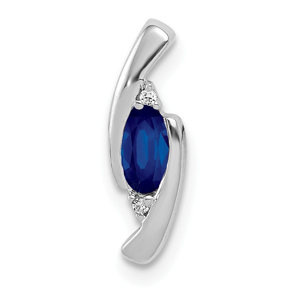 14k White Gold Diamond and .33 Oval Sapphire Chain Slide