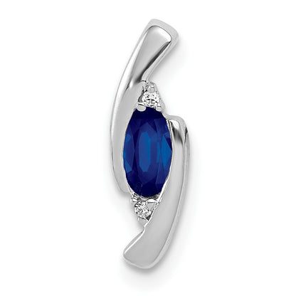 14k White Gold Diamond and .33 Oval Sapphire Chain Slide