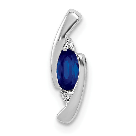 14k White Gold Diamond and .33 Oval Sapphire Chain Slide