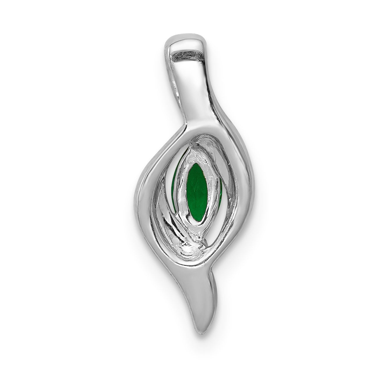 14k White Gold  Diamond and Marquise Emerald Chain Slide