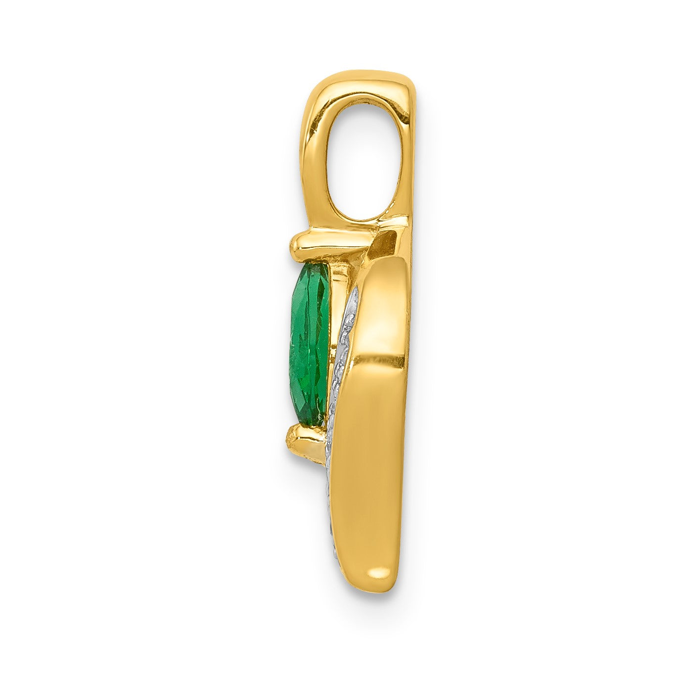 14k Diamond and Marquise Emerald Chain Slide