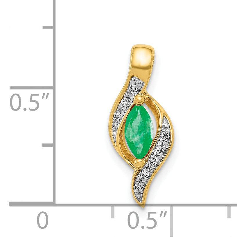 14k Diamond and Marquise Emerald Chain Slide