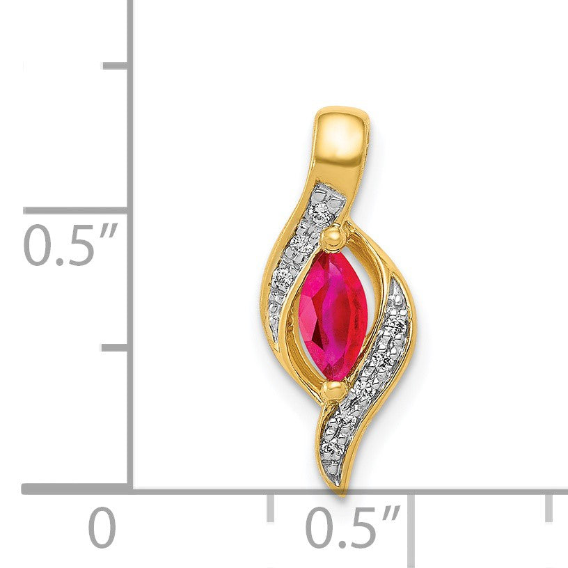 14k Diamond and .25 Marquise Ruby Chain Slide