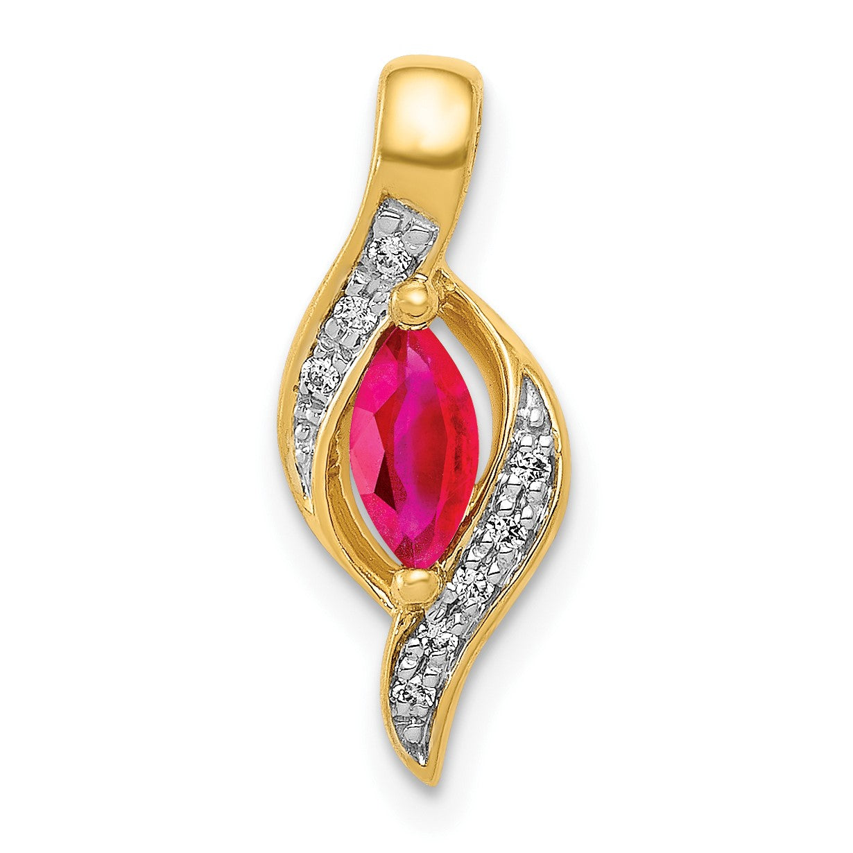 14k Diamond and .25 Marquise Ruby Chain Slide