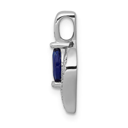 14k White Gold Diamond and .29 Marquise Sapphire Chain Slide