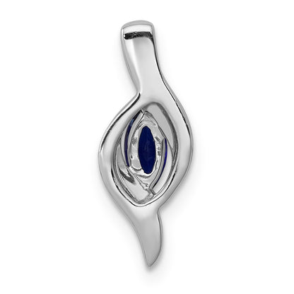 14k White Gold Diamond and .29 Marquise Sapphire Chain Slide