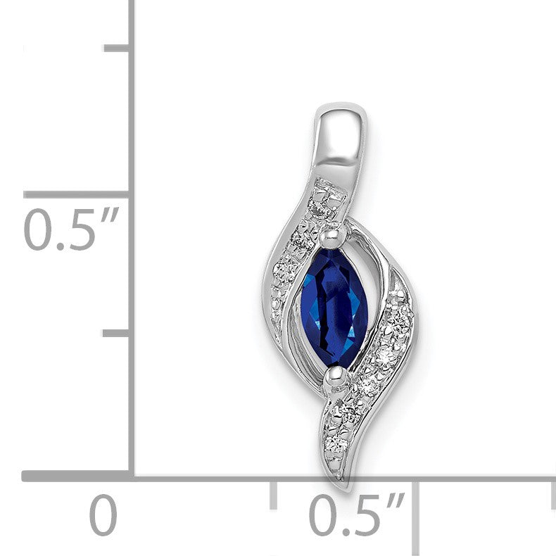 14k White Gold Diamond and .29 Marquise Sapphire Chain Slide