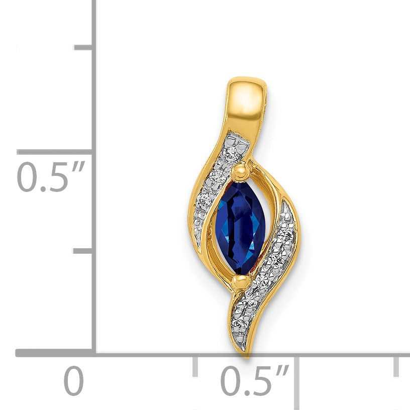 14k Diamond and .29 Marquise Sapphire Chain Slide