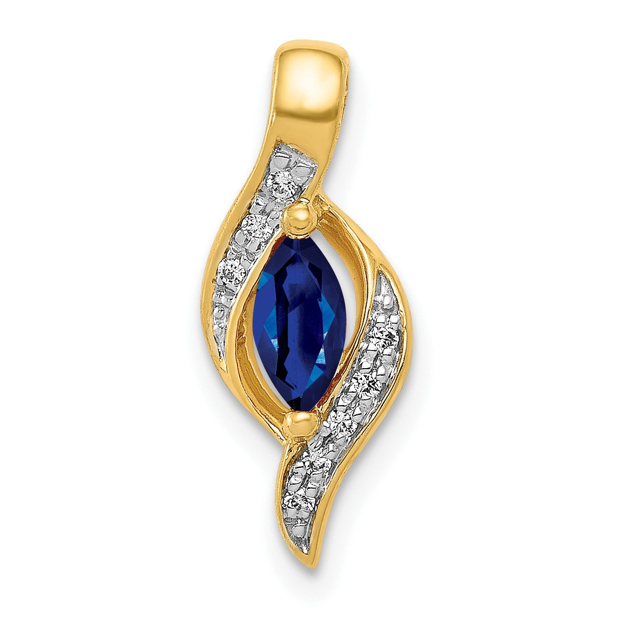 14k Diamond and .29 Marquise Sapphire Chain Slide
