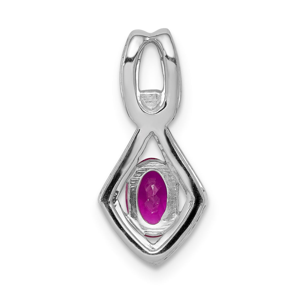 14k White Gold Diamond and .62 Oval Ruby Fancy Pendant