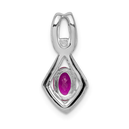 14k White Gold Diamond and .62 Oval Ruby Fancy Pendant