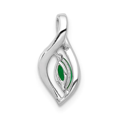 14k White Gold Diamond and Marquise Emerald Chain Slide