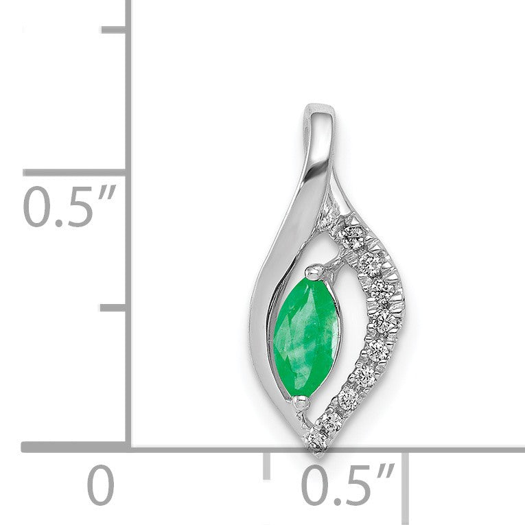 14k White Gold Diamond and Marquise Emerald Chain Slide