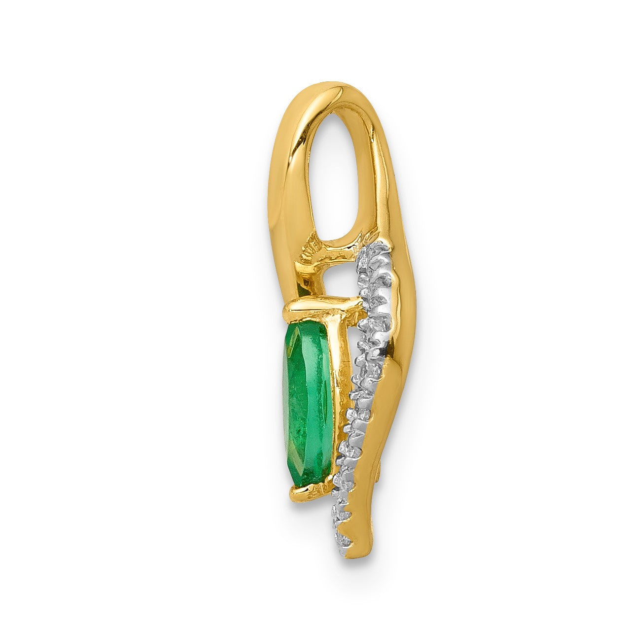 14k Diamond and Marquise Emerald Chain Slide