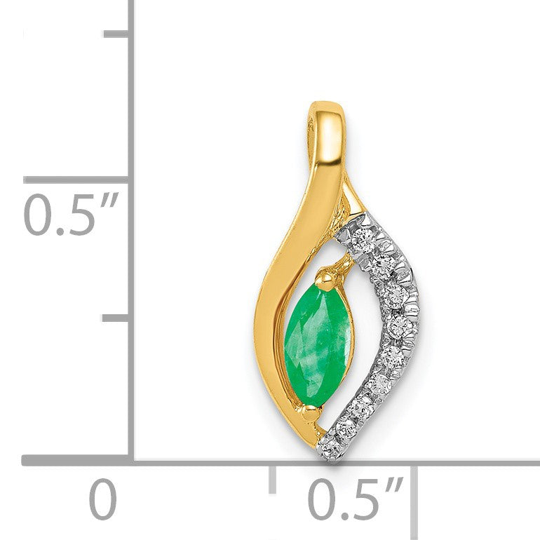 14k Diamond and Marquise Emerald Chain Slide