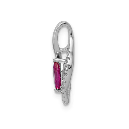 14k White Gold Diamond and .32 Marquise Ruby Chain Slide