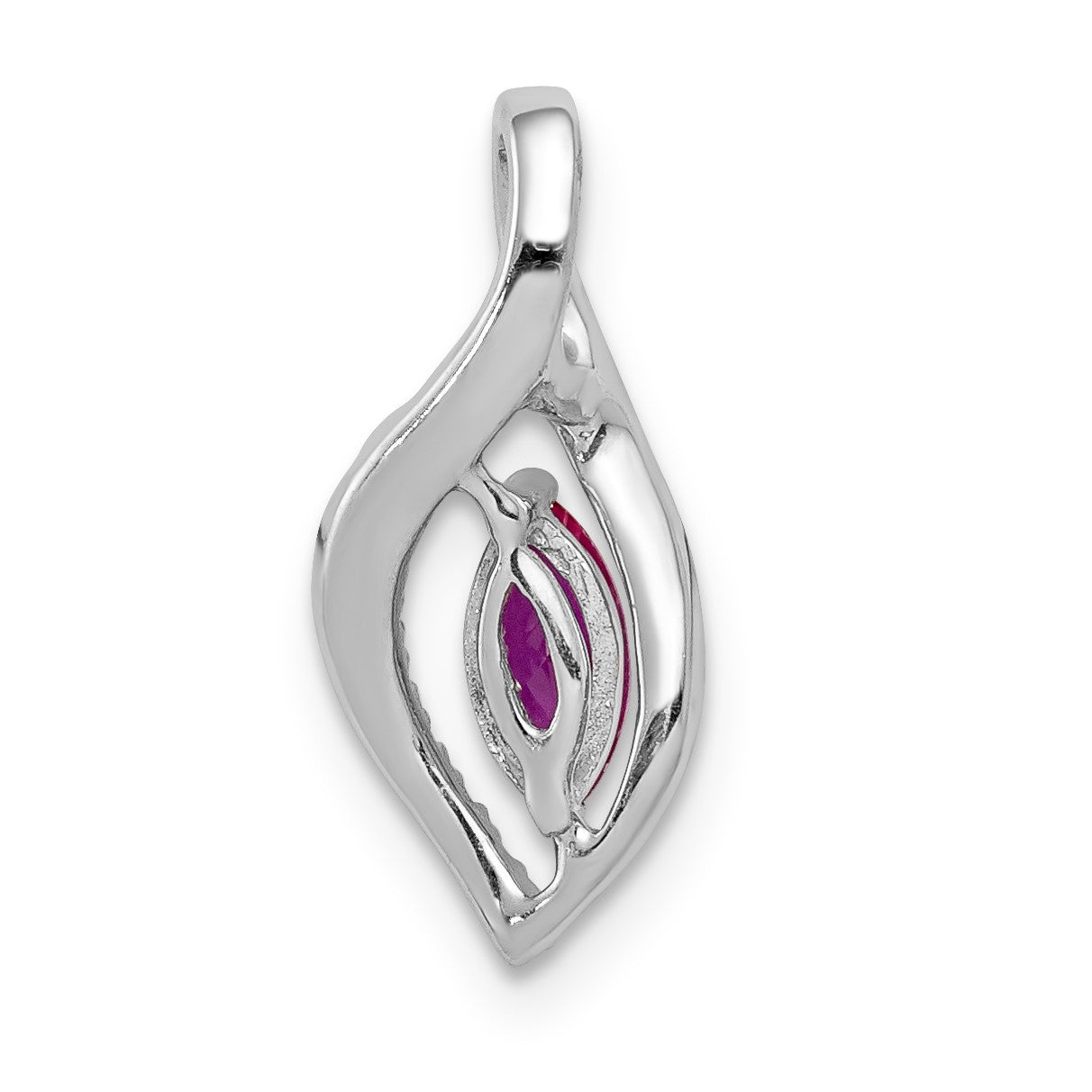 14k White Gold Diamond and .32 Marquise Ruby Chain Slide