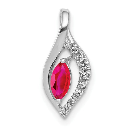 14k White Gold Diamond and .32 Marquise Ruby Chain Slide